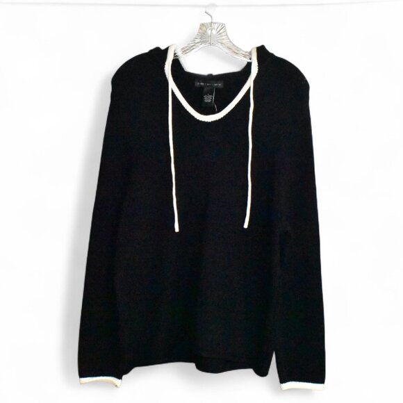 Joan Vass Long Sleeve Viscose Blend Pullover Hoodie Knit Sweater Top Size L - Picture 1 of 8